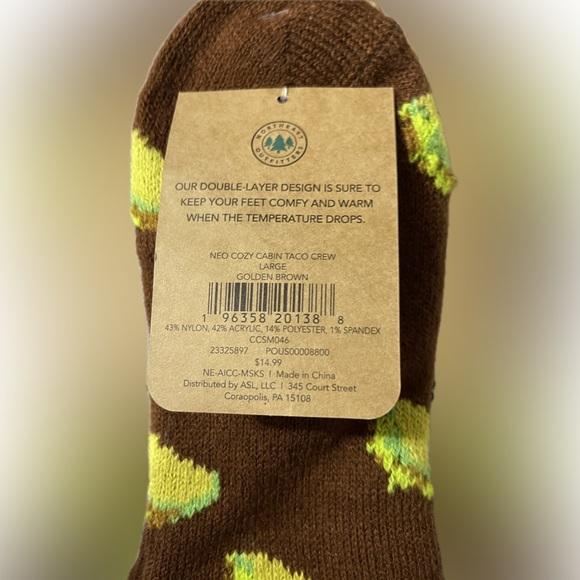 Northeast Outfitters Mens Cozy Cabin Taco Socks Crew NWT Size Large (Brown) - Picture 4 of 4